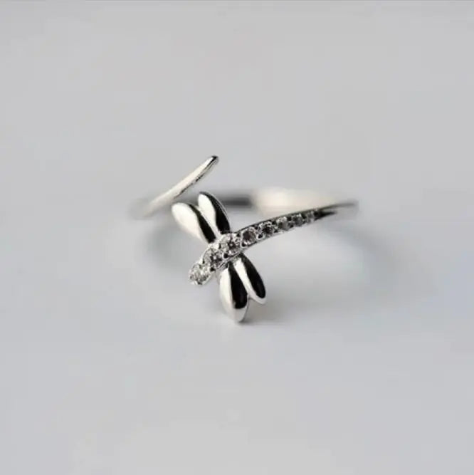 Silver Dragonfly Ring