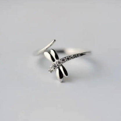 Silver Dragonfly Ring