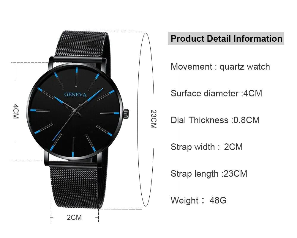 Stainless Steel Luminous Quartz Watch