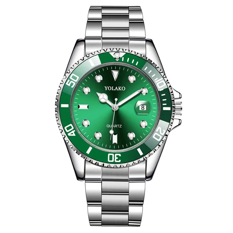 Green Dial Stainless Steel Watch