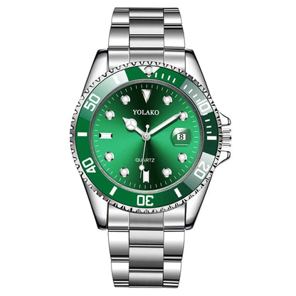 Green Dial Stainless Steel Watch