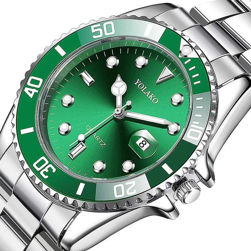 Green Dial Stainless Steel Watch