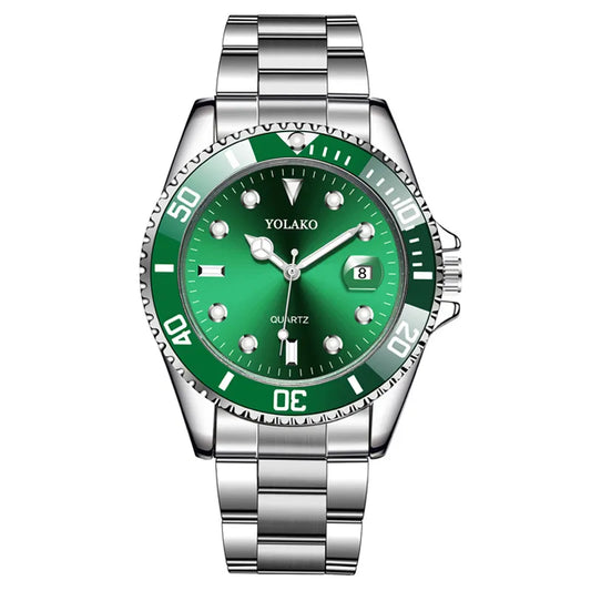 Green Dial Stainless Steel Watch
