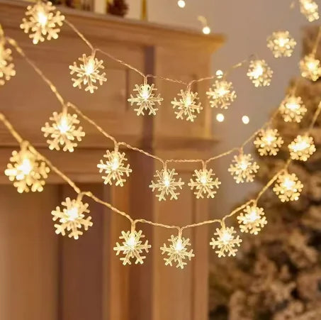 Snowflake String Light Garland for Winter &amp; Christmas Decor