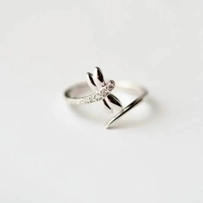 Silver Dragonfly Ring