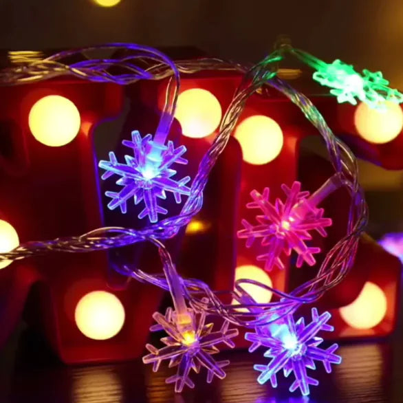 Snowflake String Light Garland for Winter &amp; Christmas Decor